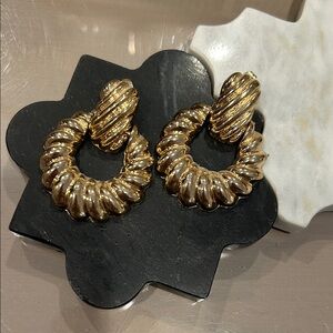 Gold Twisted Hoop Earrings